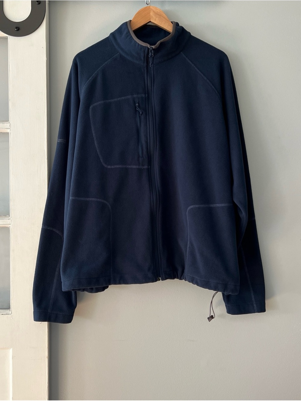 Columbia Men’s 2XL Fleece Full Zip Jacket Zippered Pockets Navy Blue Outdoor